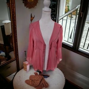 Max studio sheer dusty rose carnigan size small